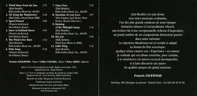 Francis Lockwood Trio CD Jimi's Colors Frémeaux cover in